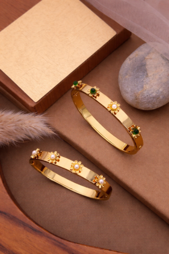 ANTI TARNISH BANGLE  WITH BLACK AND WHITE STONE