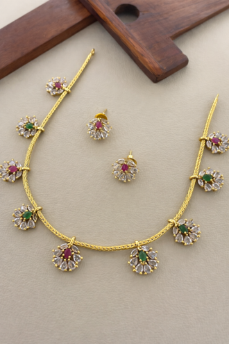 AD NECKLACE WITH MULTICOLOUR STONES