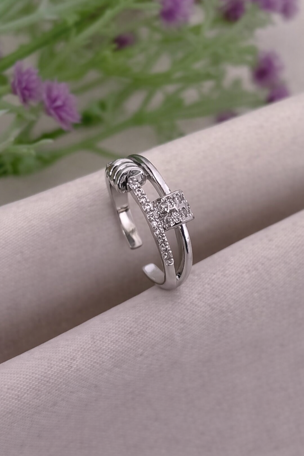 AD DIAMOND SILVER RING