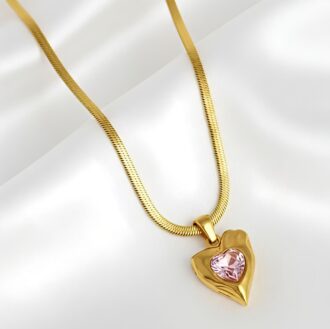 ANTI TARNISH NECKPIECE WITH PINK STONE