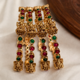 LAKSHMI DEVI BANGLES WITH EMERALD AND RUBY STONES